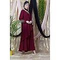 Asymmetrical abaya with overlapped panel- Maroon
